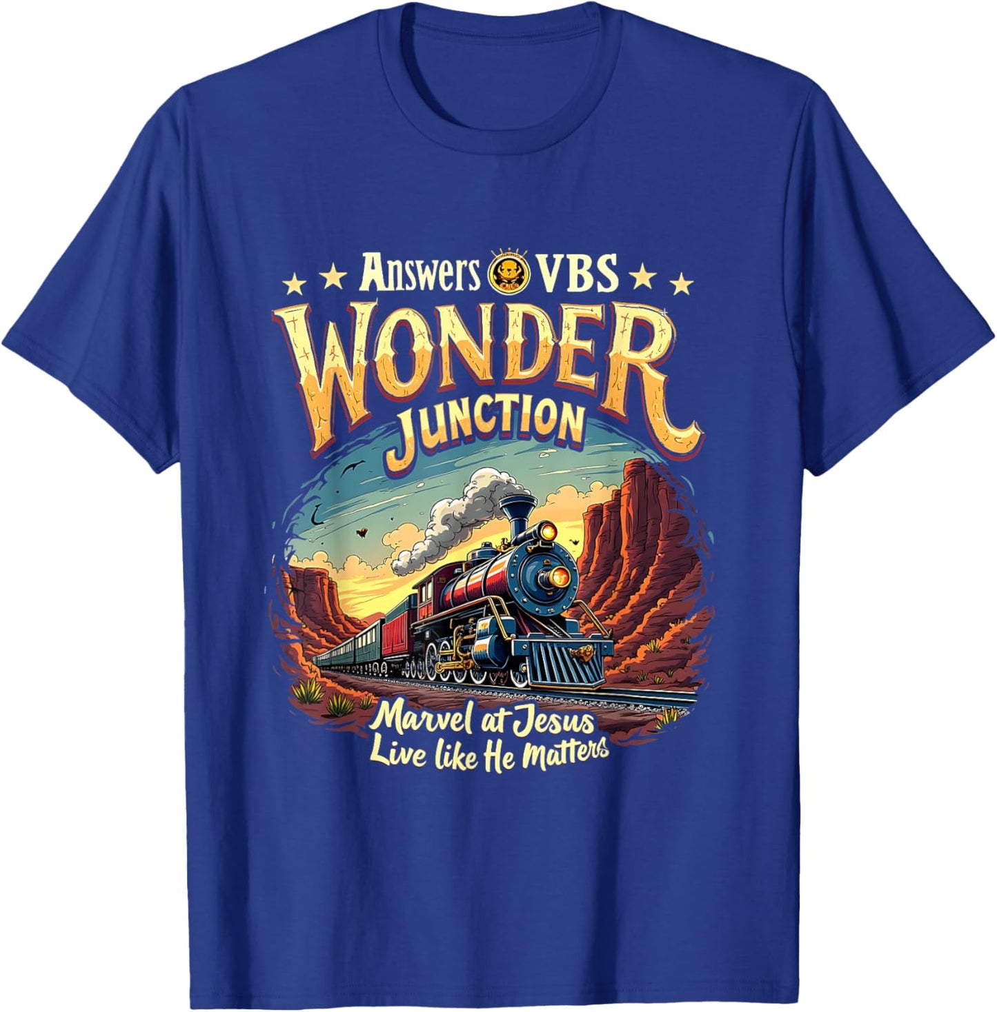 Vintage Wonder Junction VBS Train Theme Christian Costume T-Shirt - T-Shirt | Royal