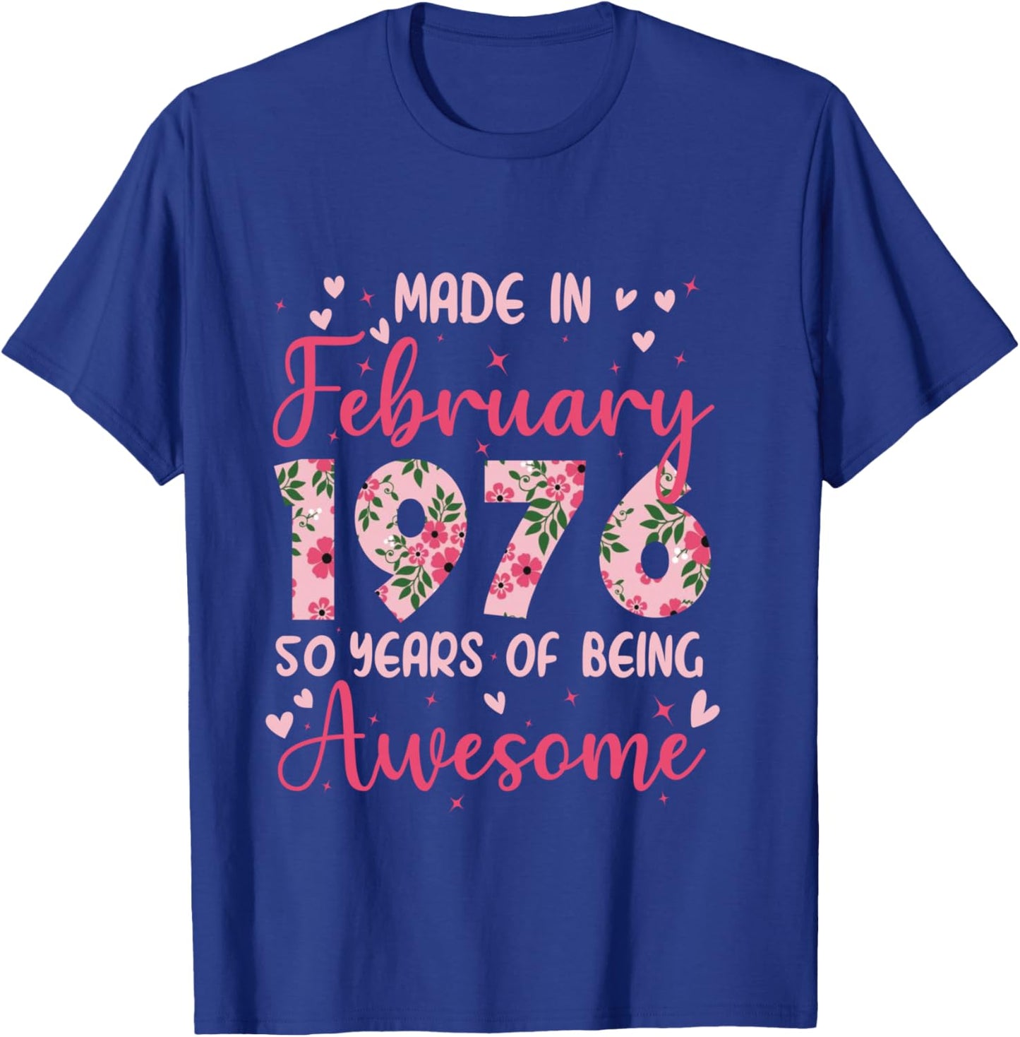 Février 1976 Cool Cadeau Anniversaire 50 Ans pour Femmes Manche Longue T-Shirt - T-Shirt | Royal