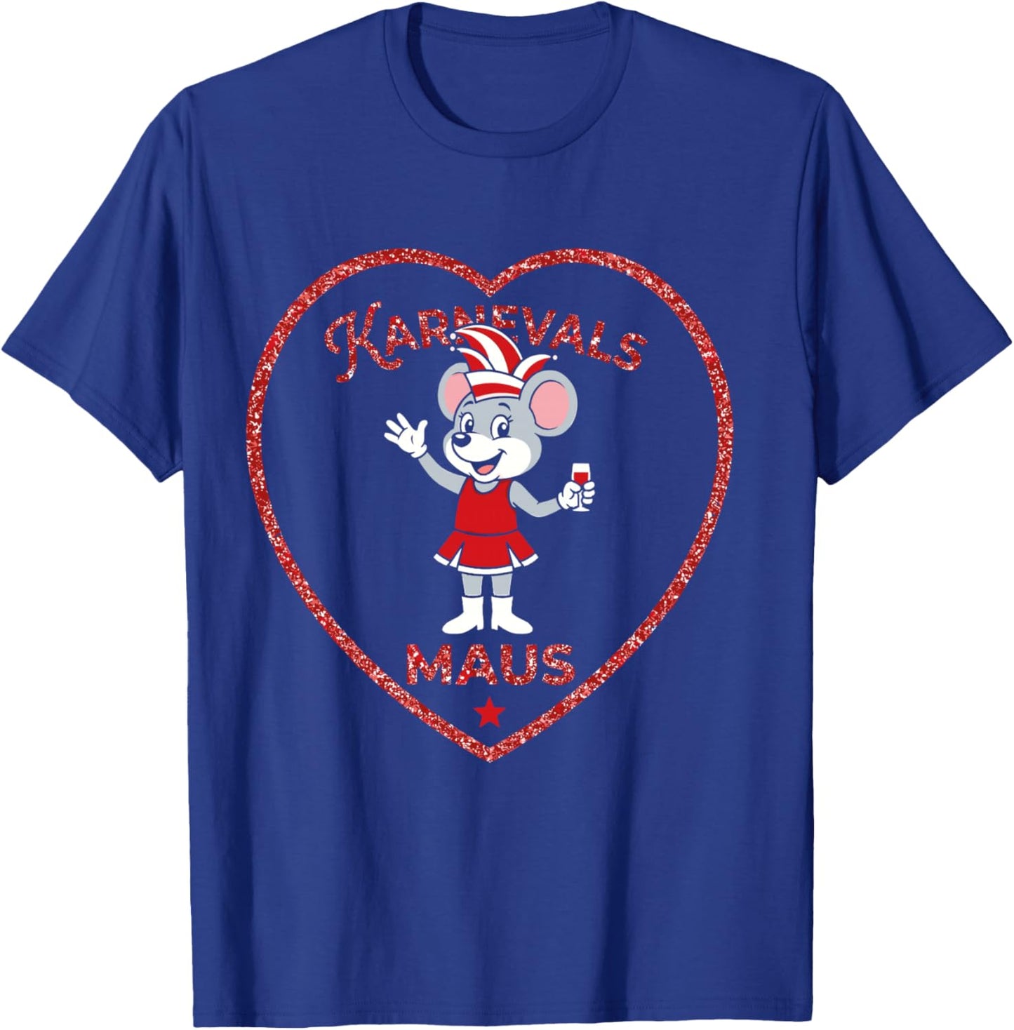 Carnival Mouse Heart Red White Cologne Carnival Women's Long-Sleeved Shirt T-Shirt - T-Shirt | Royal