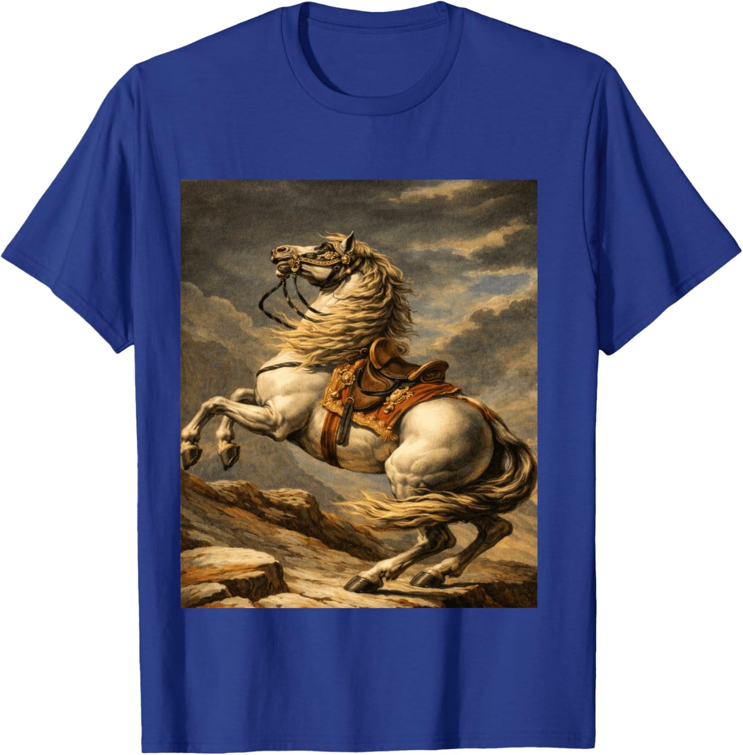 Majestic Vintage Motif Cheval d'élevage Manche Longue T-Shirt - T-Shirt | Royal