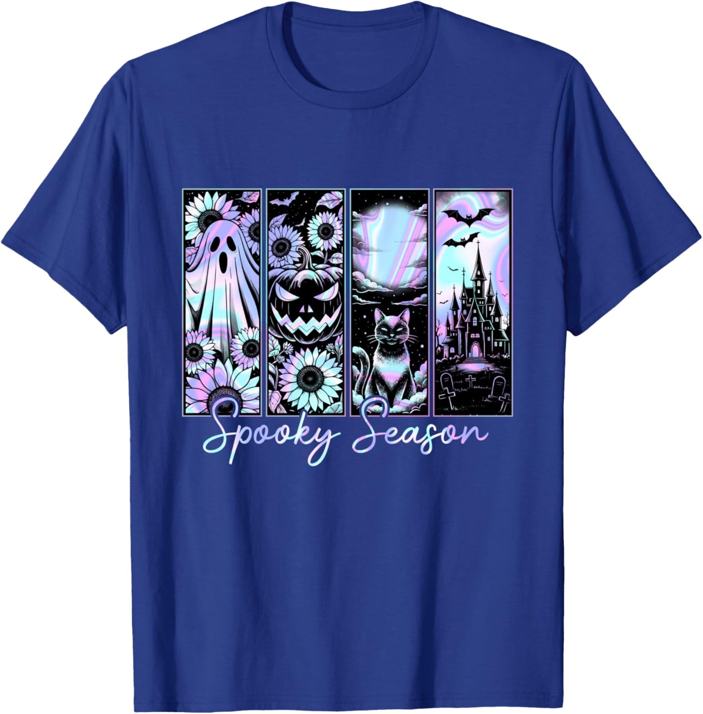 Spooky Season Halloween Ghost Pumpkin Black-Cats Horror T-Shirt - T-Shirt | Royal