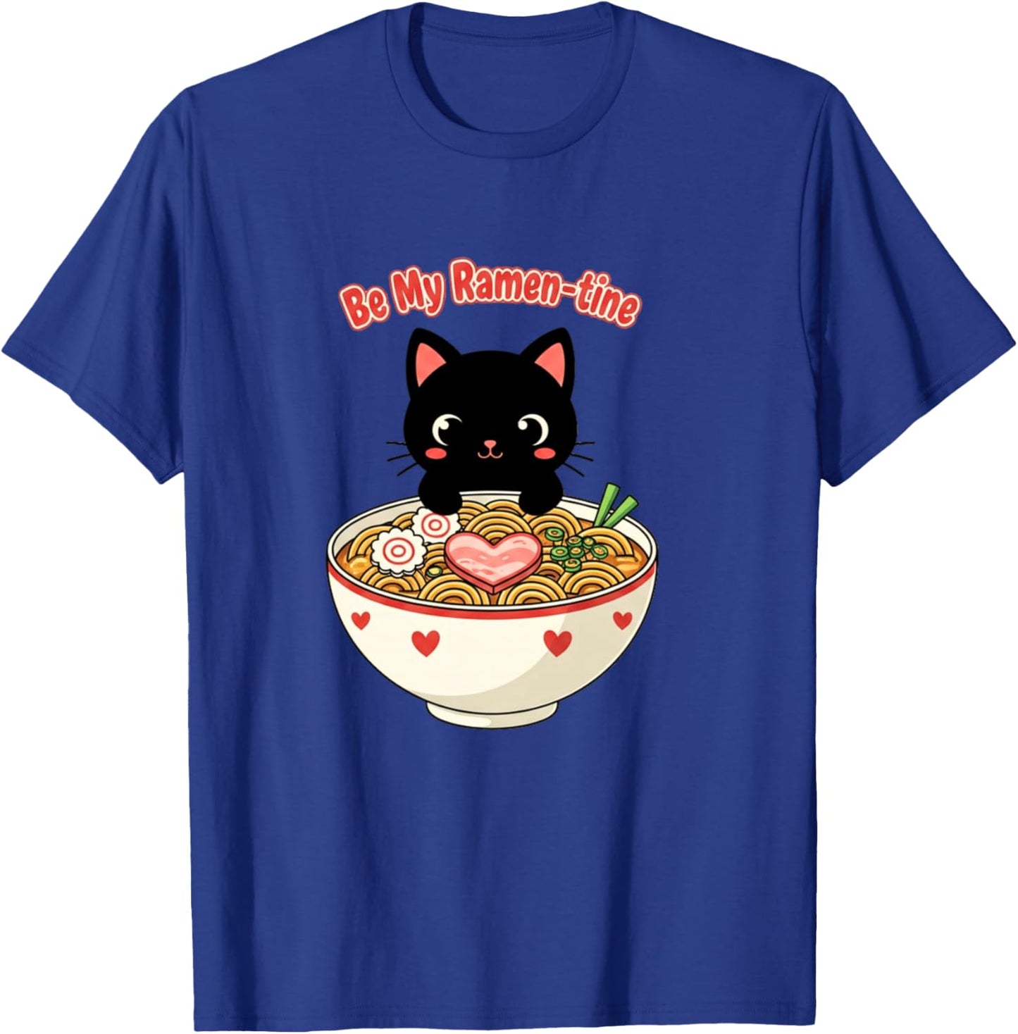 Chat Mangeant Ramen Mignon Saint-Valentin Japonais Manche Longue T-Shirt - T-Shirt | Royal