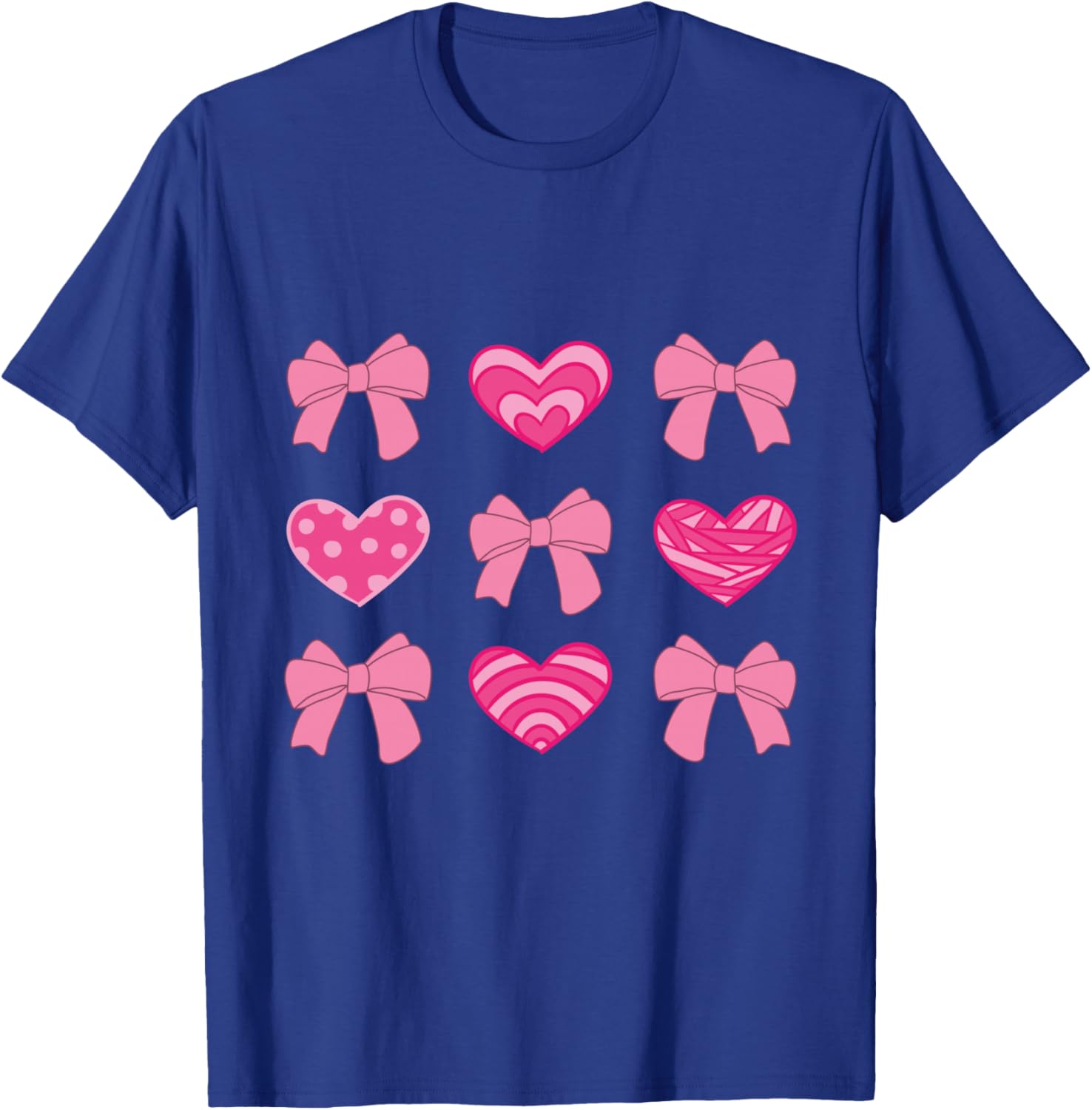 Pink Bow Aesthetic Graphic with Cute Hearts and Ribbon T-Shirt - T-Shirt | Royal