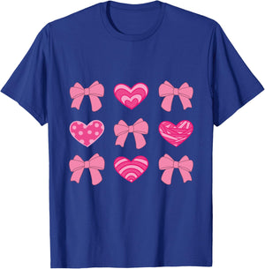 Pink Bow Aesthetic Graphic with Cute Hearts and Ribbon T-Shirt - T-Shirt | Royal