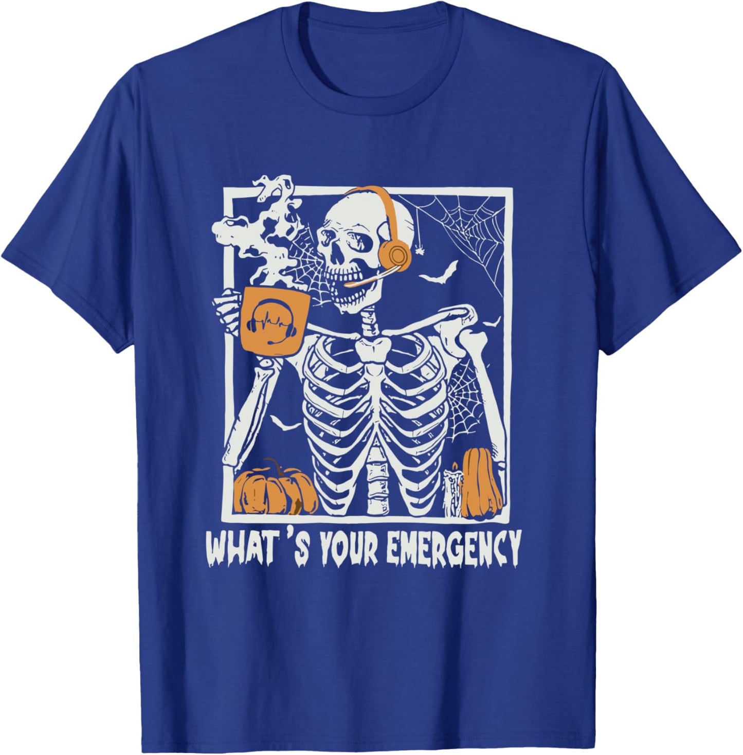 What's Your Emergency Halloween Skeleton 911 Dispatcher T-Shirt - T-Shirt | Royal