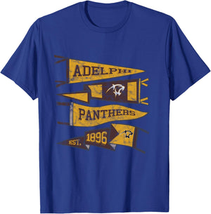 Adelphi University Panthers Distressed Pennants T-Shirt - T-Shirt | Royal