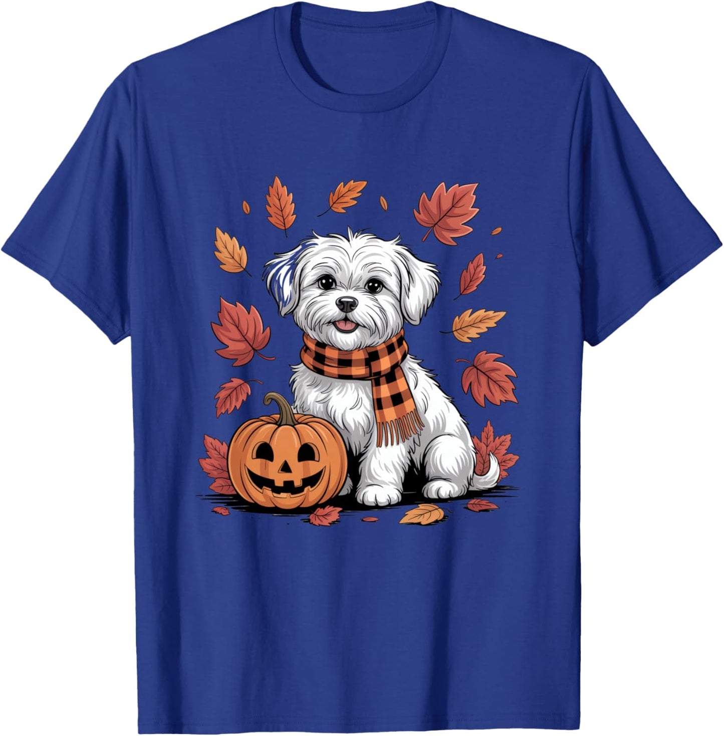 Maltese Dog Lover Pumpkin Fall Autumn Thanksgiving T-Shirt - T-Shirt | Royal