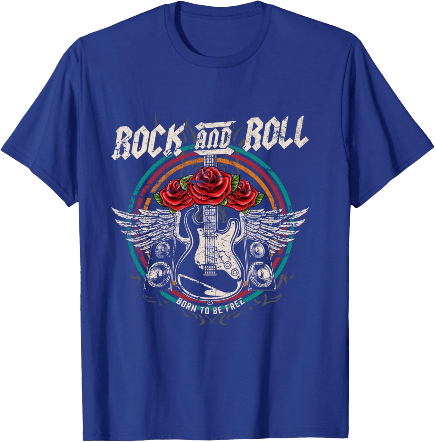 Guitare Rock and Roll Vintage Rock Music Manche Longue T-Shirt - T-Shirt | Royal