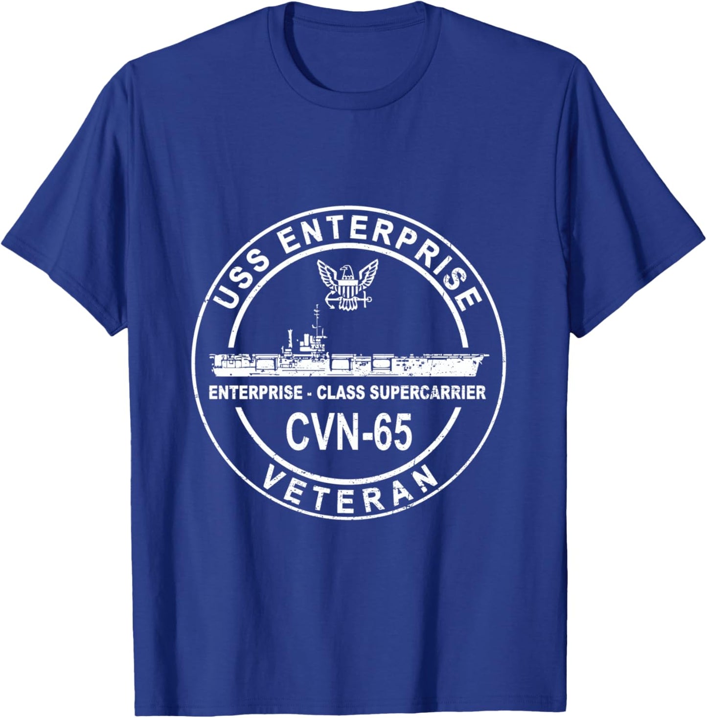 USS Enterprise CVN-65 Veteran Aircraft Supercarrier T-Shirt - T-Shirt | Royal