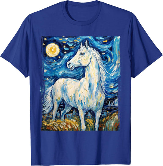 Vintage Horse Van Gogh Horse Horse riding Equestrian T-Shirt - T-Shirt | Royal