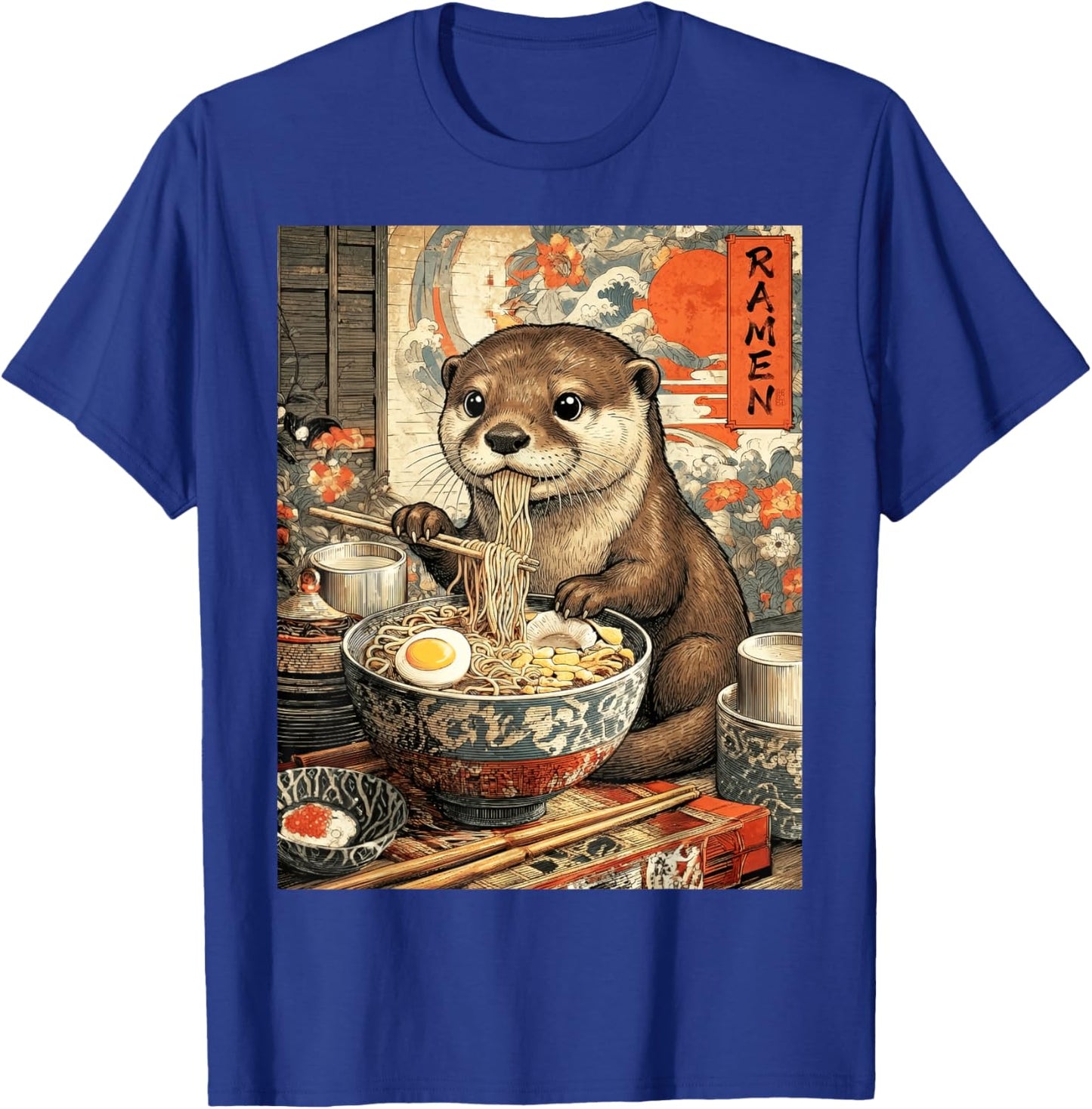 Funny Ramen Otter Anime Otaku Noodles Graphic T-Shirt - T-Shirt | Royal
