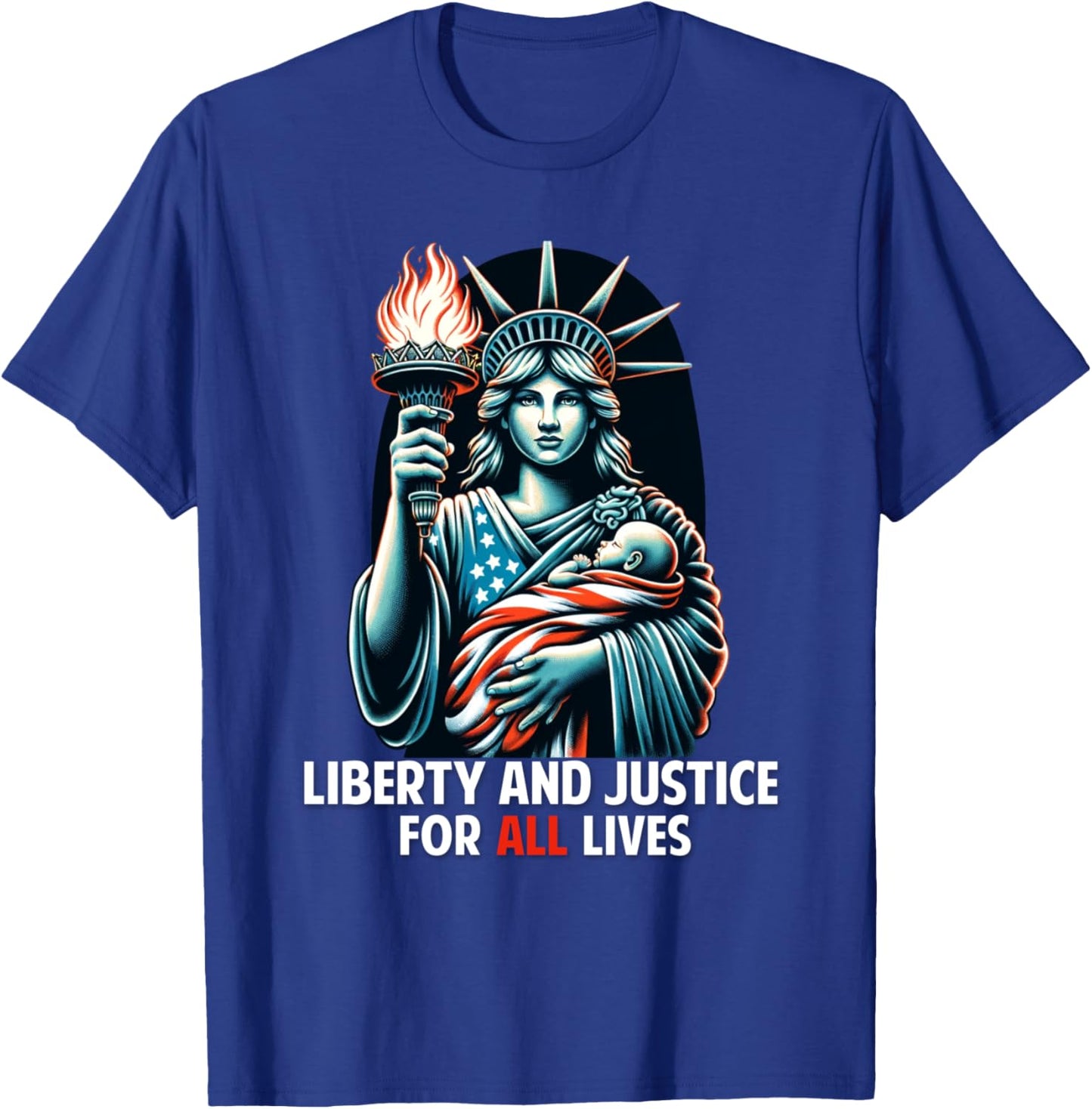 Patriotic American Unborn Lives Matter Pro-Life Catholic T-Shirt - T-Shirt | Royal