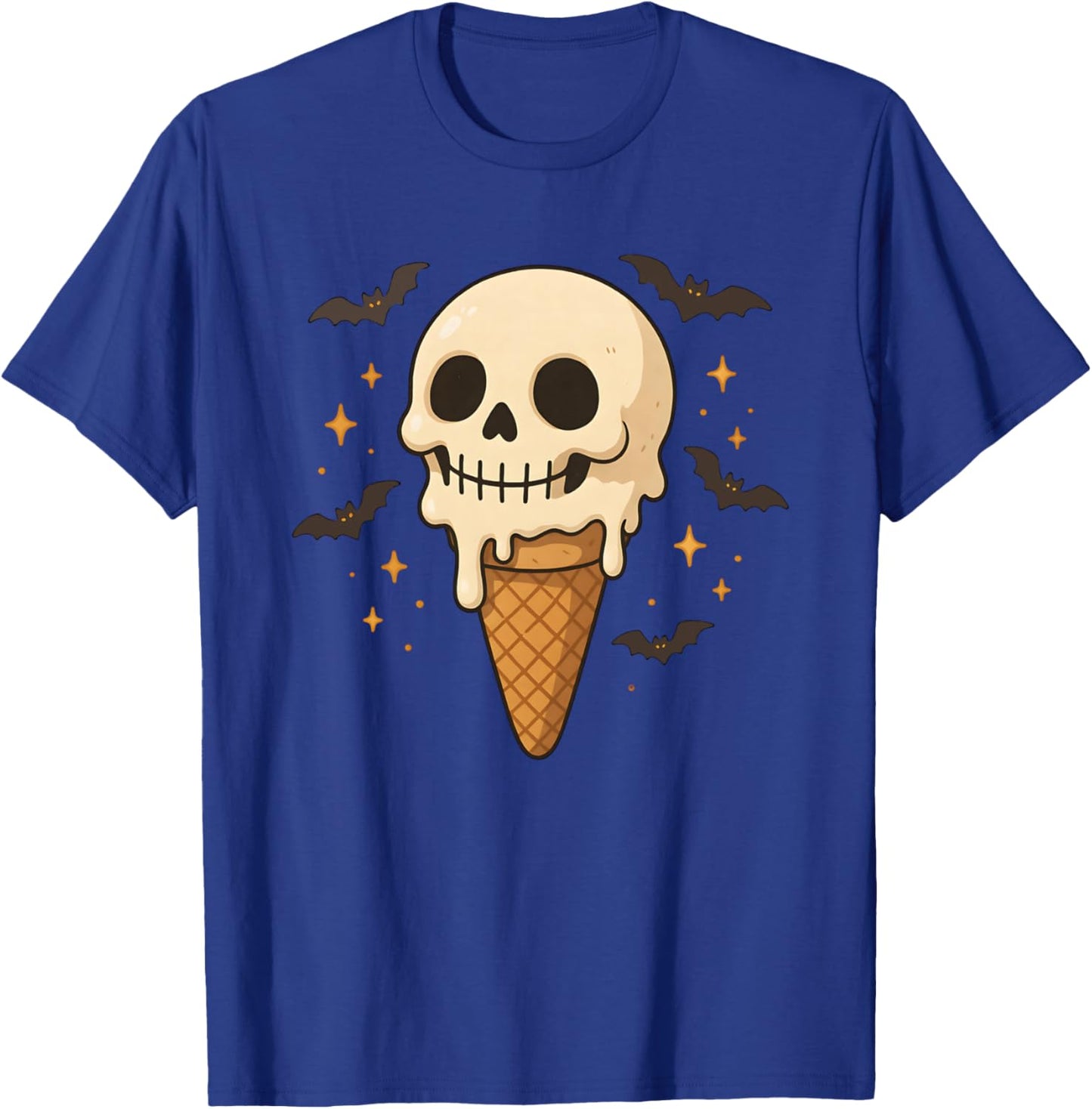 Skull Ice Cream Cone Halloween Boy Girl Graphic T-Shirt - T-Shirt | Royal