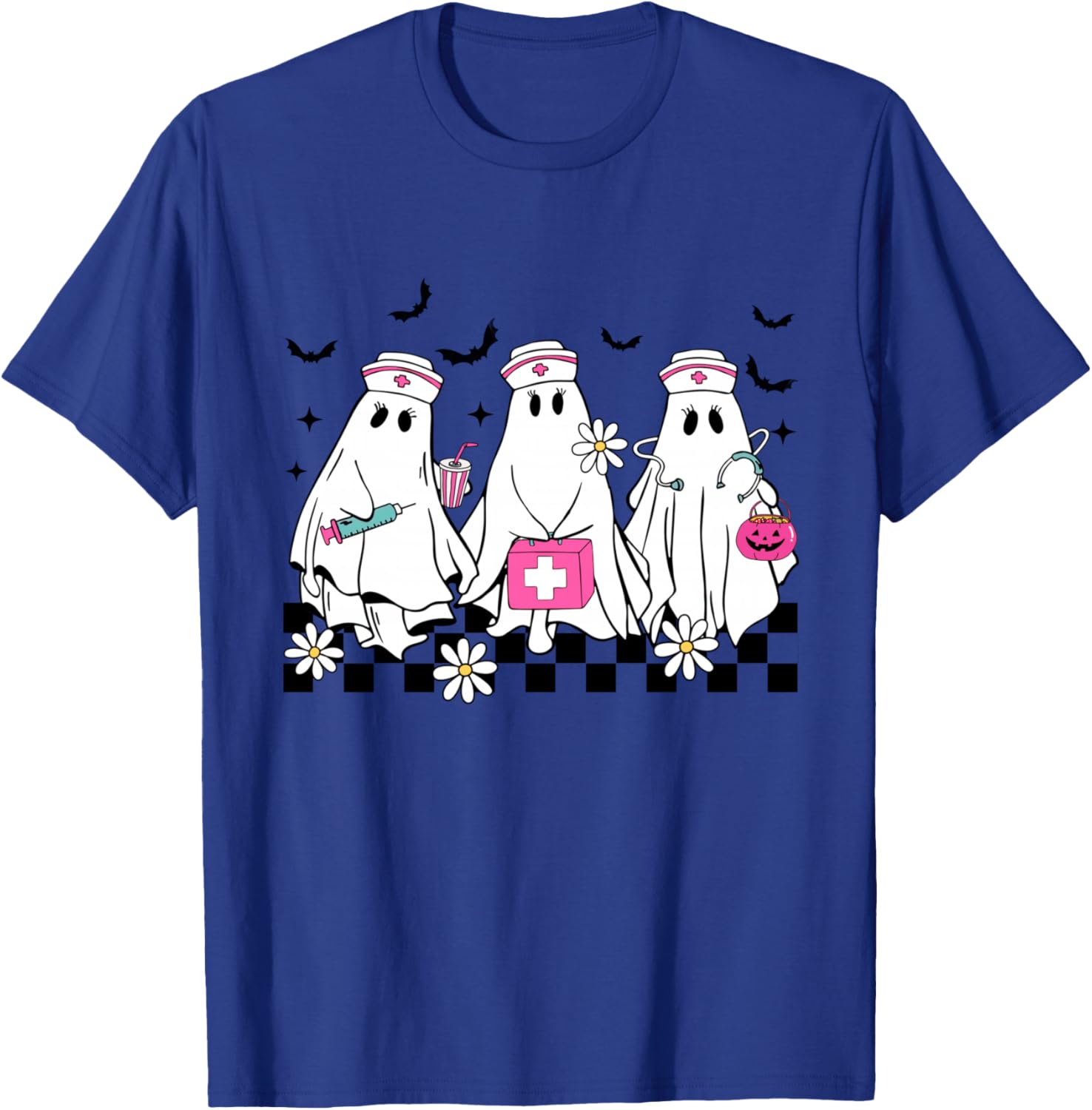 Boo Crew Night Shift Nurse Ghost Halloween Nursing Student T-Shirt - T-Shirt | Royal