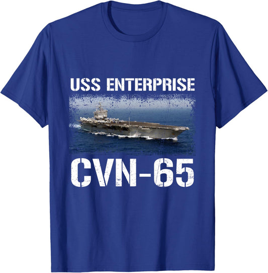 USS Enterprise CVN-65 Veteran Aircraft Carrier Flag USA T-Shirt - T-Shirt | Royal