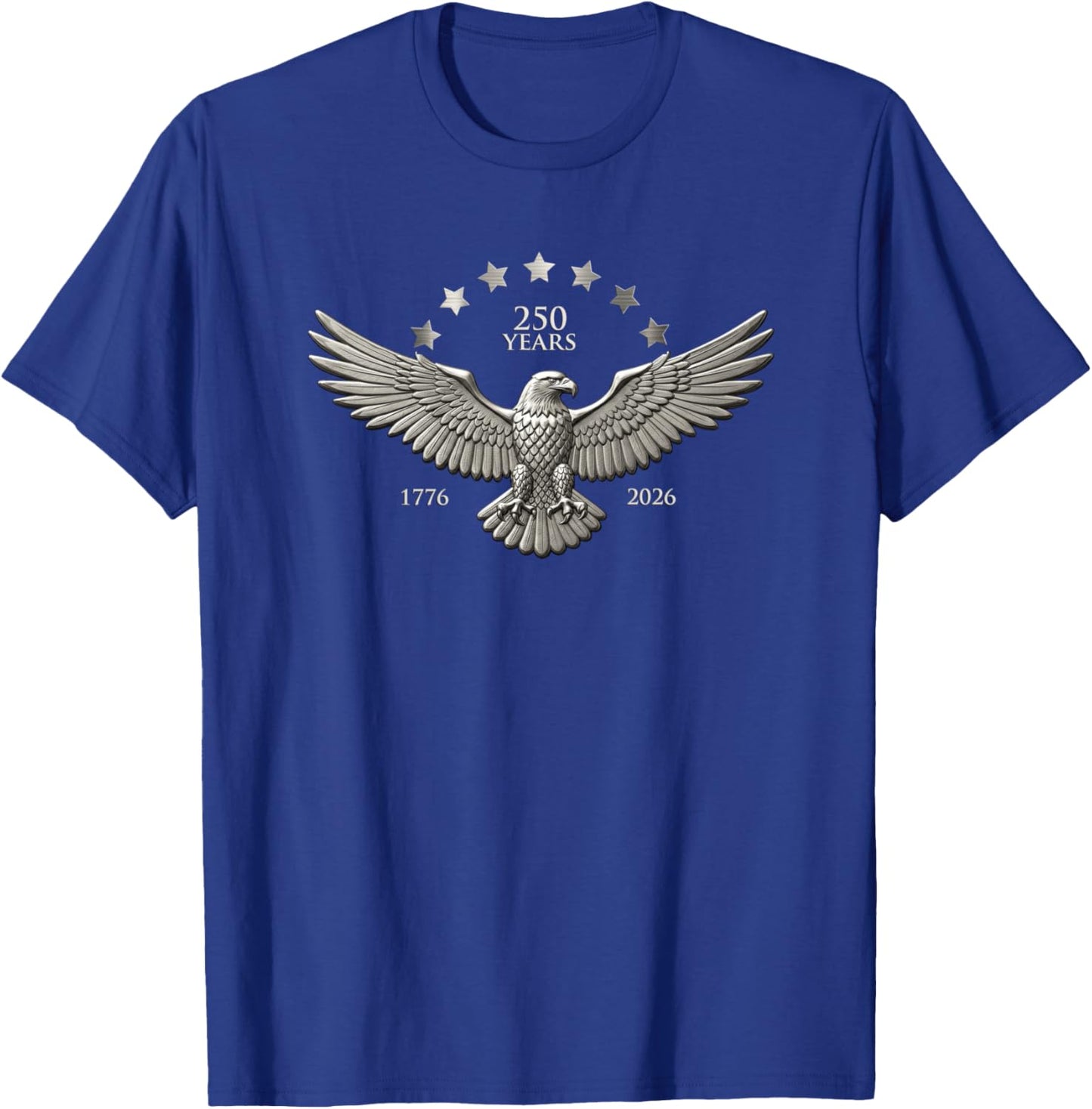 250th ANNIVERSARY OF USA, 2026 1776 EAGLE, CARS & PATRIOTS T-Shirt - T-Shirt | Royal