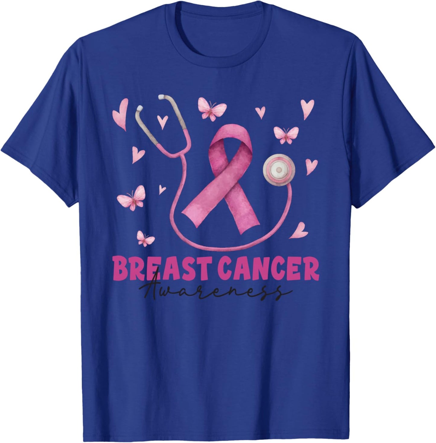 Pink Stethoscope Breast Cancer Awareness Nurse Scrub Women T-Shirt - T-Shirt | Royal