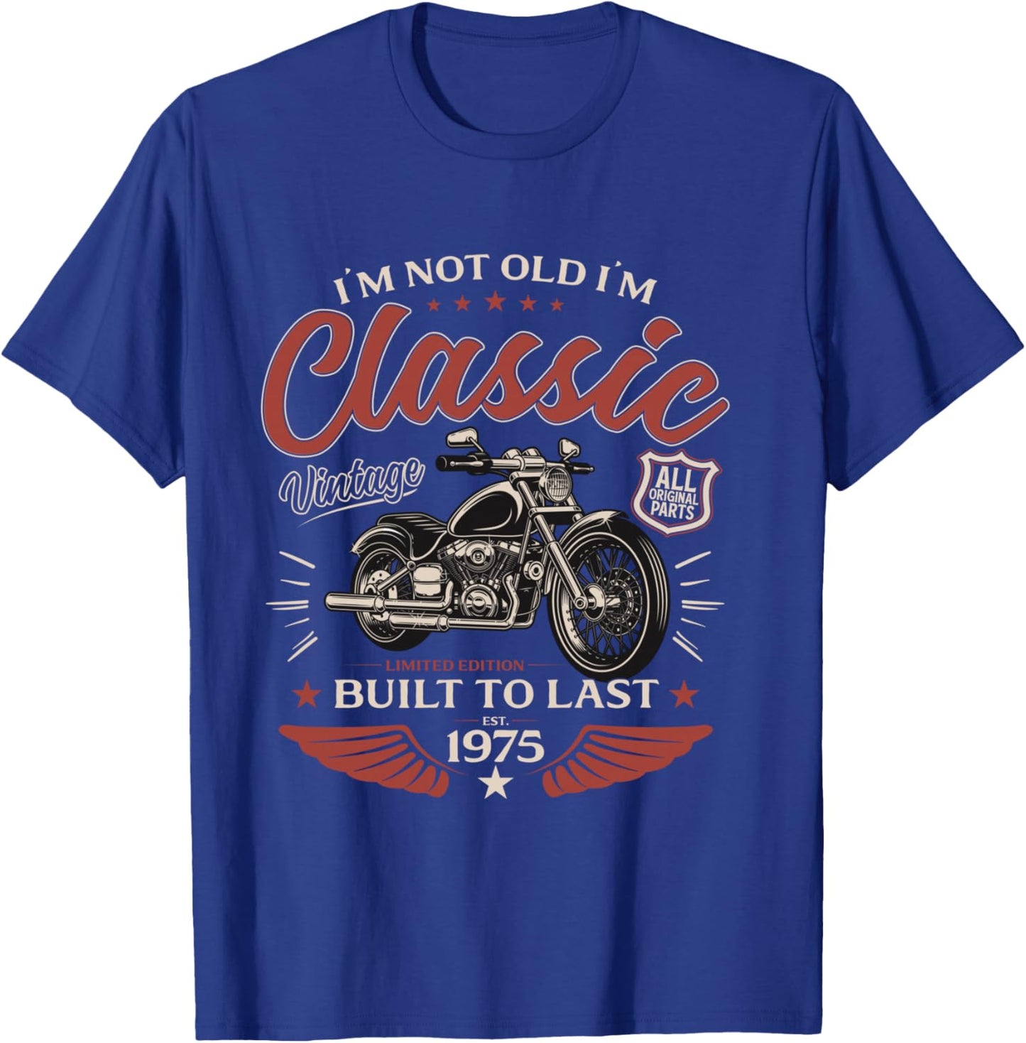 50th Anniversary Man Motorcycle Biker 1975 T-Shirt - T-Shirt | Royal