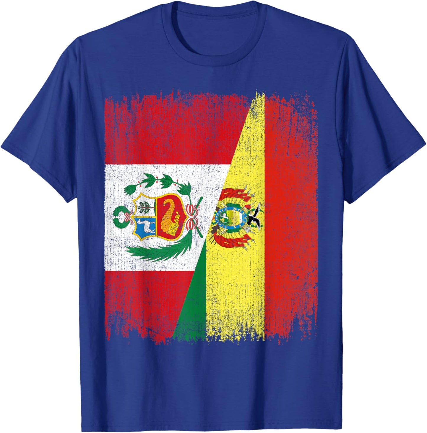 Half Bolivia Peru Split Flag Bolivian Peruvian Pride Roots T-Shirt - T-Shirt | Royal