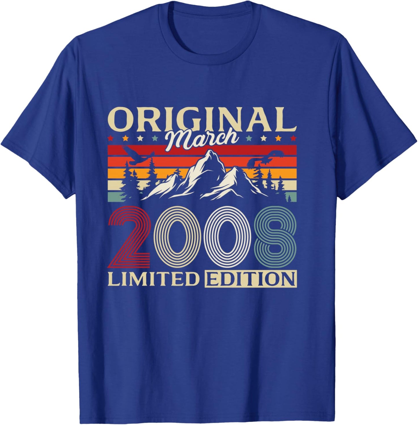 18 Ans Anniversaire Homme Cadeau Mars 2008 Vintage Manche Longue T-Shirt - T-Shirt | Royal
