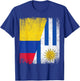 Half Colombia Uruguay Flag Colombian Uruguayan Pride Roots T-Shirt - T-Shirt | Royal