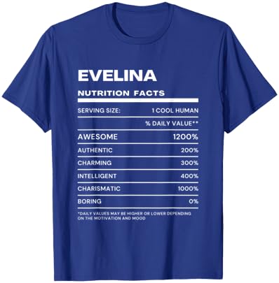 Evelina Nutrition Facts Name T-Shirt - T-Shirt | Royal