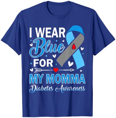 I Wear Blue for My Momma Diabetes Awareness T-Shirt - T-Shirt | Royal