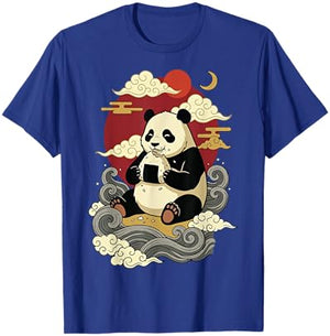 Panda Eating Onigiri Japanese Sushi Manga Japan T-Shirt - T-Shirt | Royal