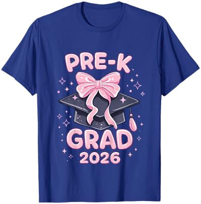 pre-k Graduation 2026 Pink Bow Preschool Grad 2026 Girls T-Shirt - T-Shirt | Royal