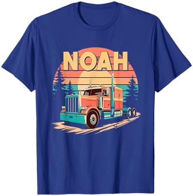 Noah Personalized Nametag Name Tag Semi Truck for NOAH T-Shirt - T-Shirt | Royal