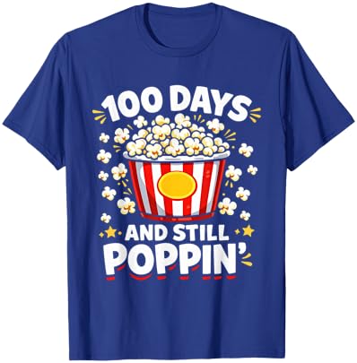 100th Day of School Popcorn 100 Days and Still Poppin Kids T-Shirt - T-Shirt | Royal