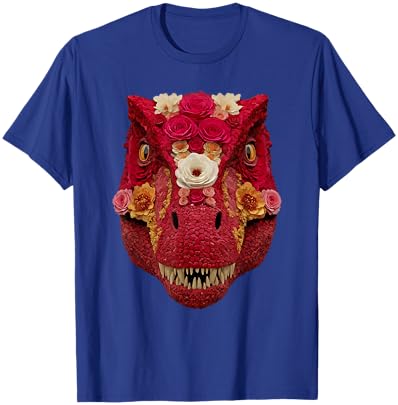 T-rex with Roses Spring Floral Dinosaur for Valentine's Day T-Shirt - T-Shirt | Royal