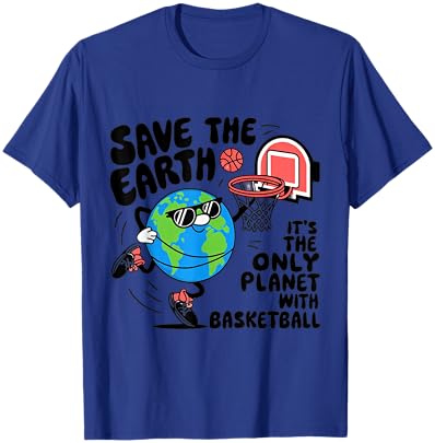 Save Earth Conservation Basketball Player Earth Day Kids T-Shirt - T-Shirt | Royal