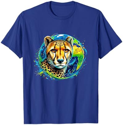 Cheetah Earth Day 2024 Save The Planet Colorful T-Shirt - T-Shirt | Royal