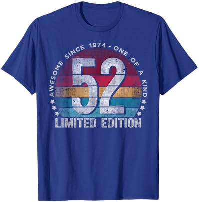 52 Year Old Gifts Vintage 1974 Limited Edition 52nd Birthday T-Shirt - T-Shirt | Royal