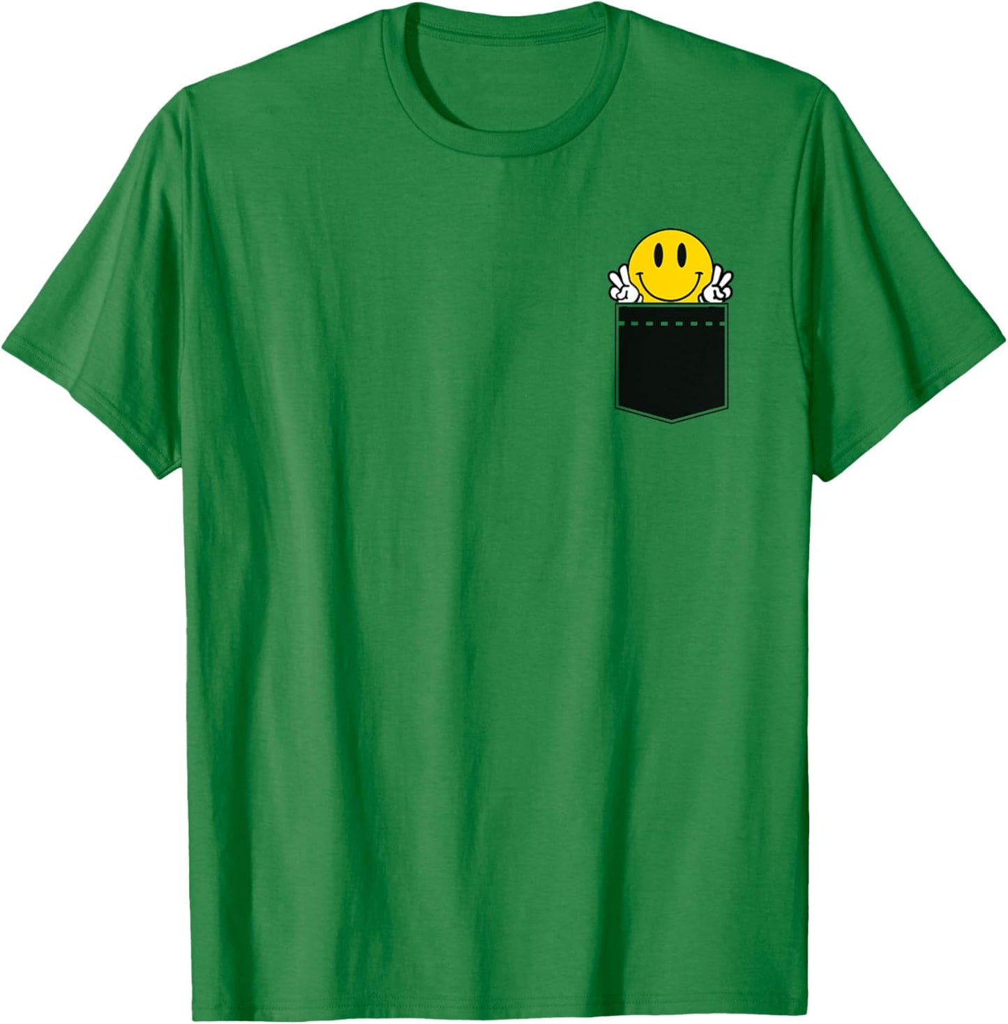Yellow Smile Face Cute Checkered Peace Smiling Happy Face T-Shirt - T-Shirt | Irish Green