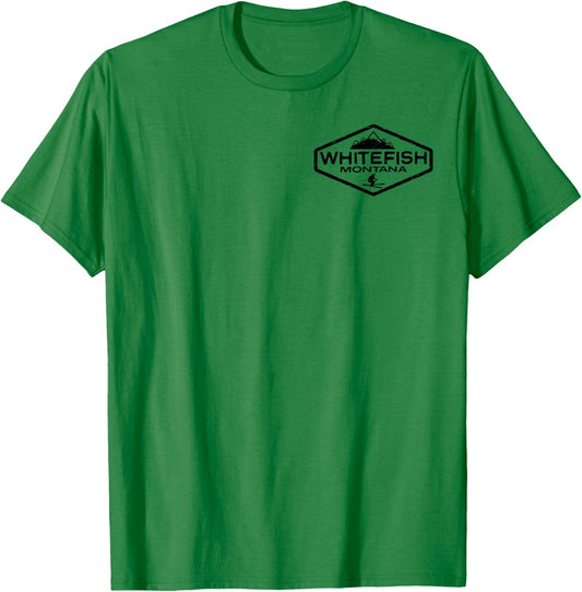 Whitefish Montana Vintage Distressed Front and Back T-Shirt - T-Shirt | Irish Green