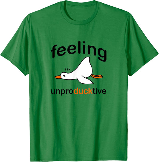 Cute Duck Pun,Witty Wordplay,Tired Duck Feeling Unproductive T-Shirt - T-Shirt | Irish Green