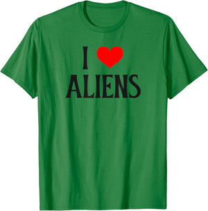I love Aliens I heart Aliens Halloween Spirit Alien lover T-Shirt - T-Shirt | Irish Green