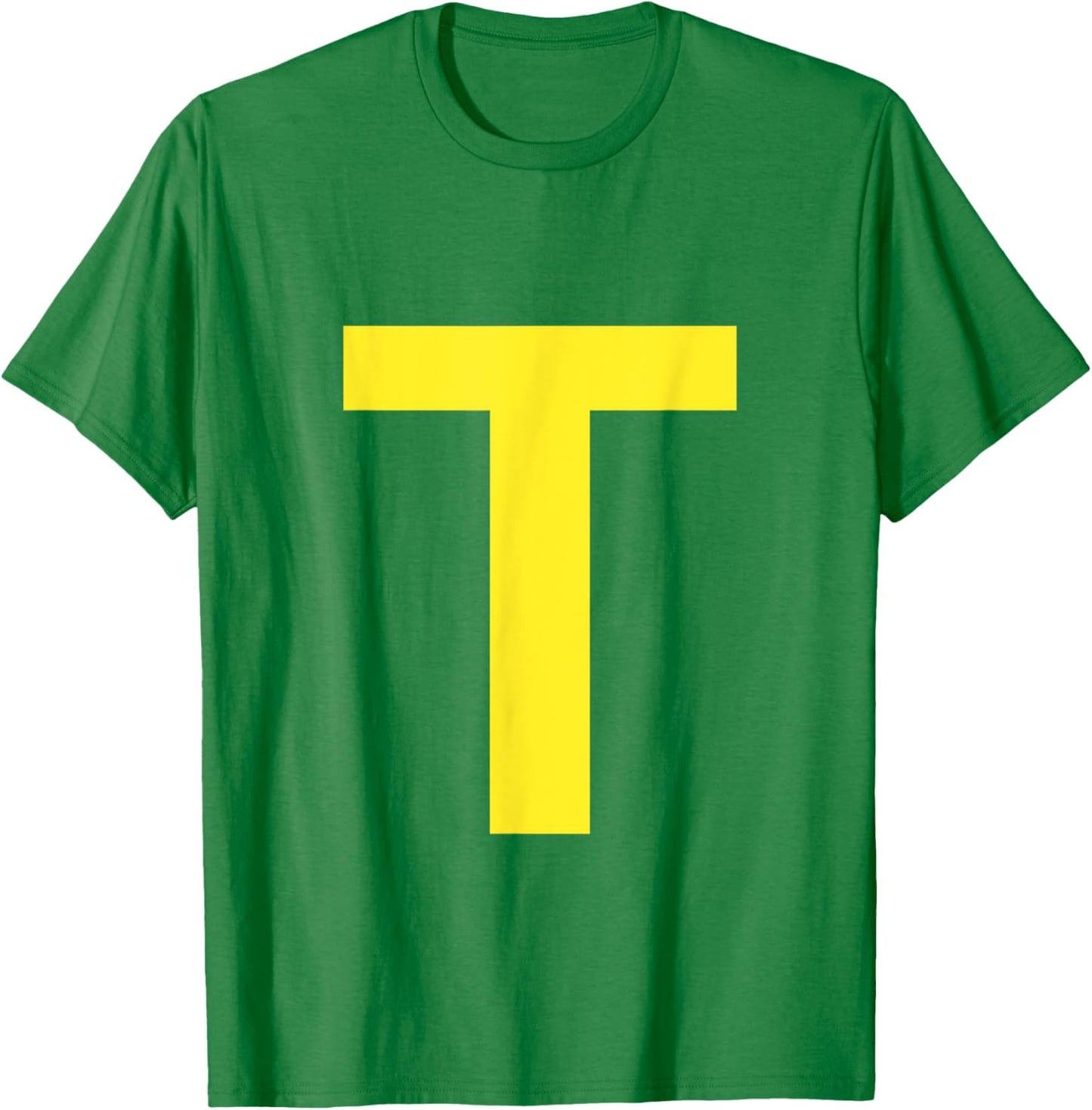 Letter T in Yellow on Green Costume Halloween Party T-Shirt - T-Shirt | Irish Green
