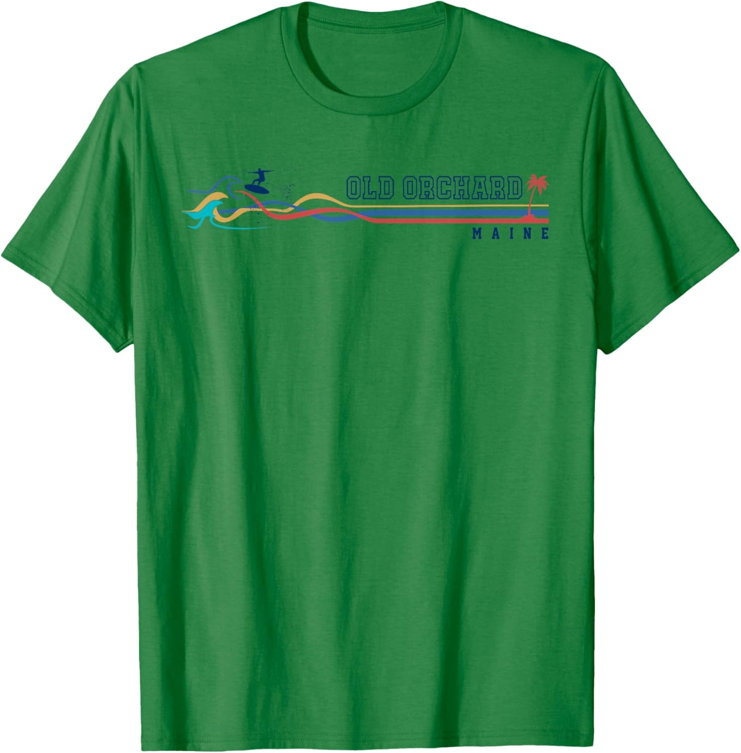 Retro Old Orchard Beach Maine Men Women Surfboarder T-Shirt - T-Shirt | Irish Green