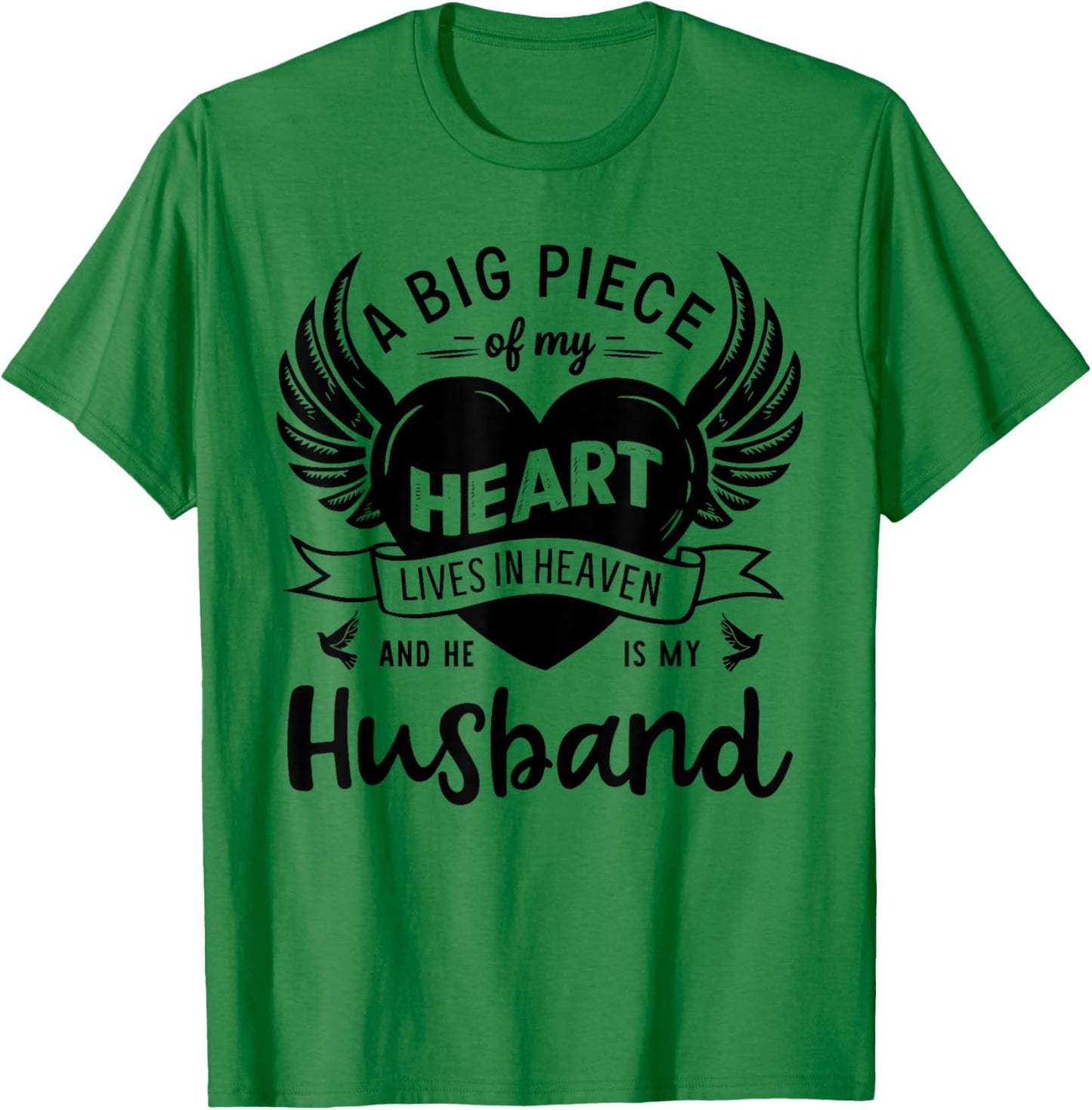My Heart Lives In Heaven He Is My Husband Guardian Angel T-Shirt - T-Shirt | Irish Green