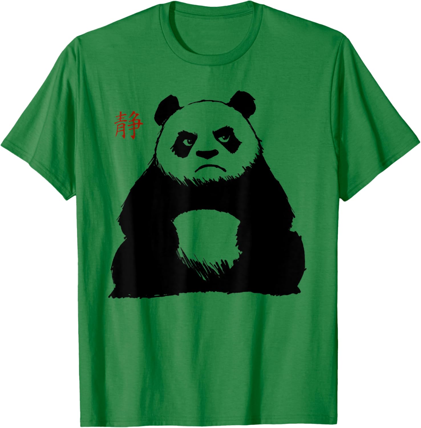 Funny Grumpy Panda Japanese Art T-Shirt - T-Shirt | Irish Green