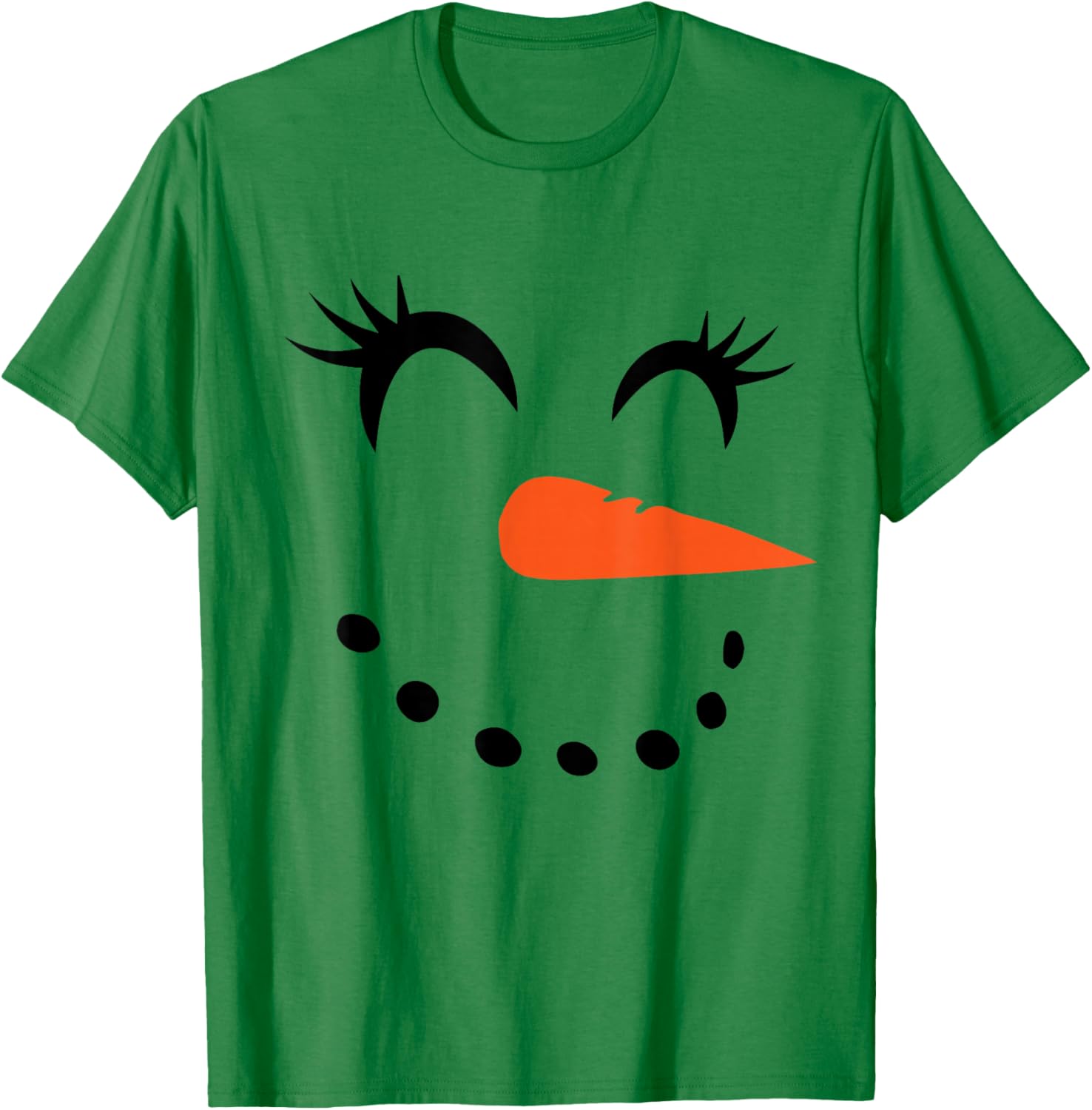 Eyelashes Christmas Snowman Face Costume Girl Kid T-Shirt - T-Shirt | Irish Green