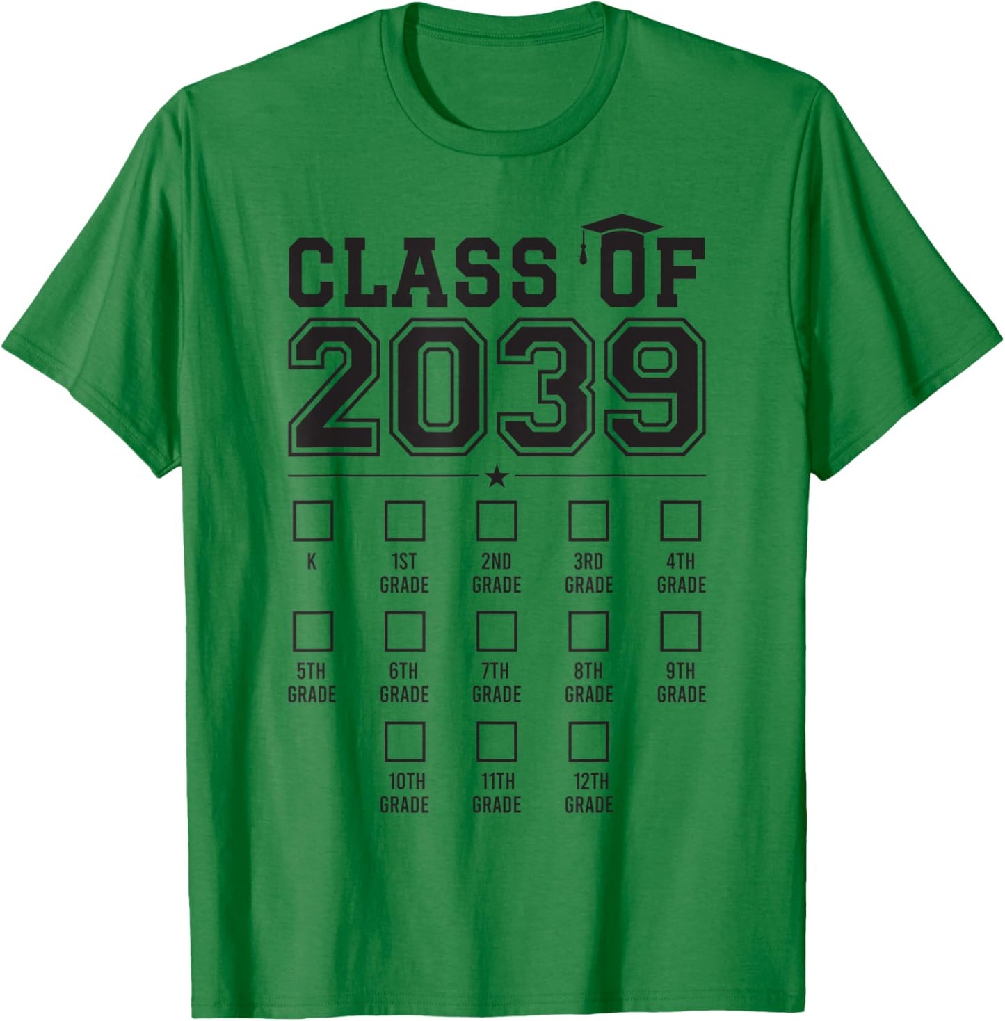 Class of 2039 Grow With Me First Day of School Check Mark T-Shirt - T-Shirt | Irish Green