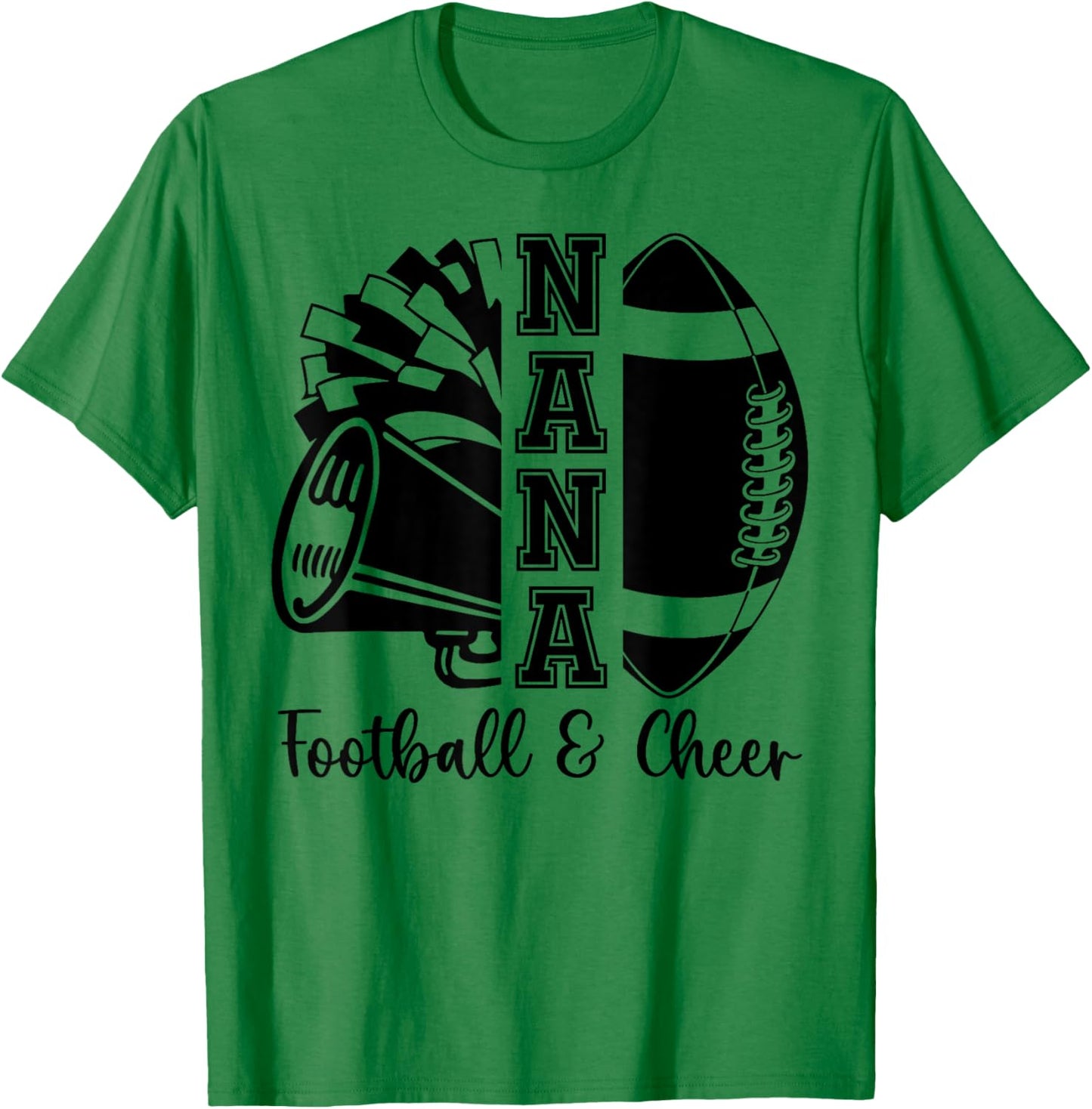 Football Cheer Nana Grandma High School Cheerleader Pom Pom T-Shirt - T-Shirt | Irish Green