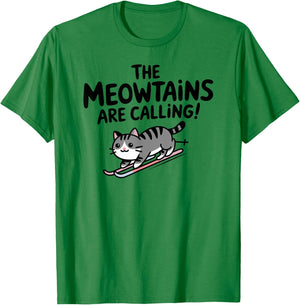 The meowtains are calling Cat Snowboard Ski Men Women Kids T-Shirt - T-Shirt | Irish Green