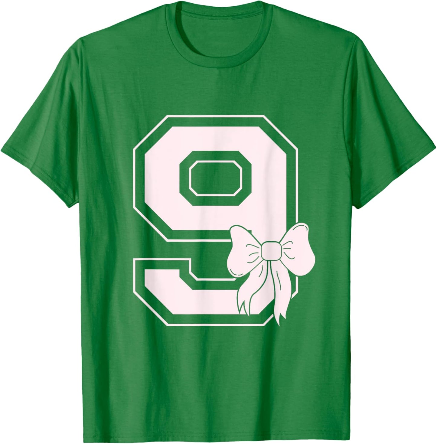 Birthday Girl Pink Coquette Bow 9 Year Old Aesthetic Girly T-Shirt - T-Shirt | Irish Green