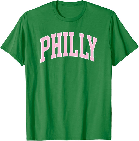 Retro Philly Pink Text Philadelphia Vintage Throwback T-Shirt - T-Shirt | Irish Green