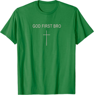 Youth God First Bro Trust Jesus Boy Teen Funny Christian Men T-Shirt - T-Shirt | Irish Green